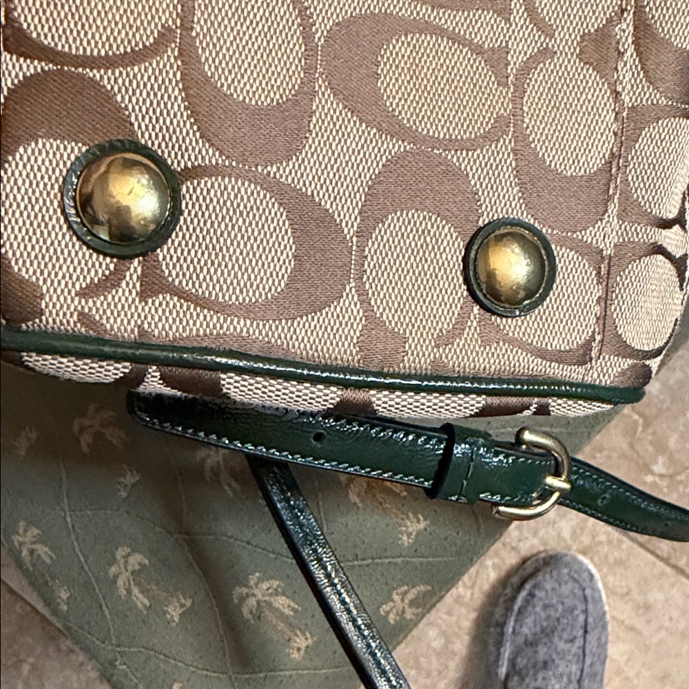 Coach Signature Canvas and Green Leather Satchel Final Sale ❌❌ - Picture 5 of 11